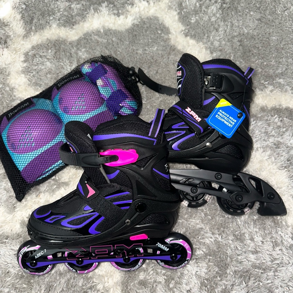 On Running Purple and Black Adjustable Roller Skates
